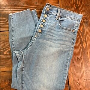 GAP Blue Ankle Cropped Jeans with Distressed Details
